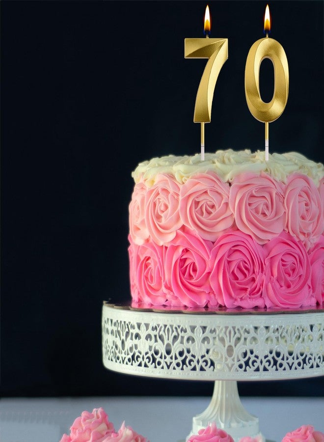 AOOLADA 70th Birthday Candles, Gold 70 Year Old Number Birthday Candles, Number 70 Candles for Men Women, Happy Birthday Party Decorations Cake Topper Gifts for Wedding Anniversary Celebration - Image 5